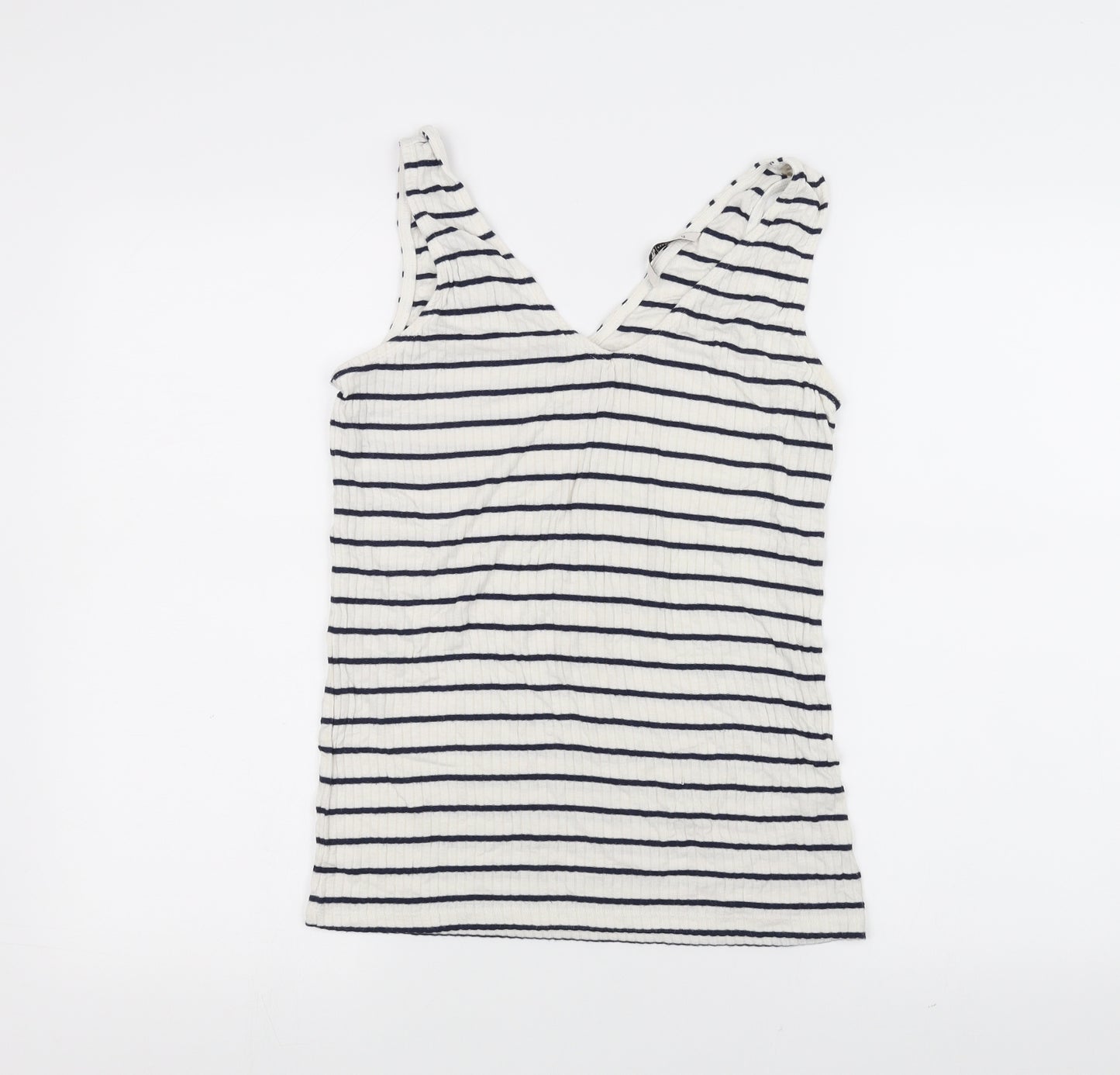TU Womens White Striped  Basic Tank Size 12