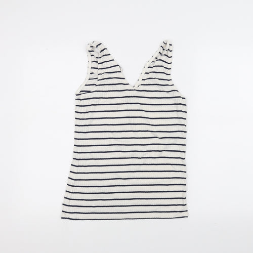 TU Womens White Striped  Basic Tank Size 12