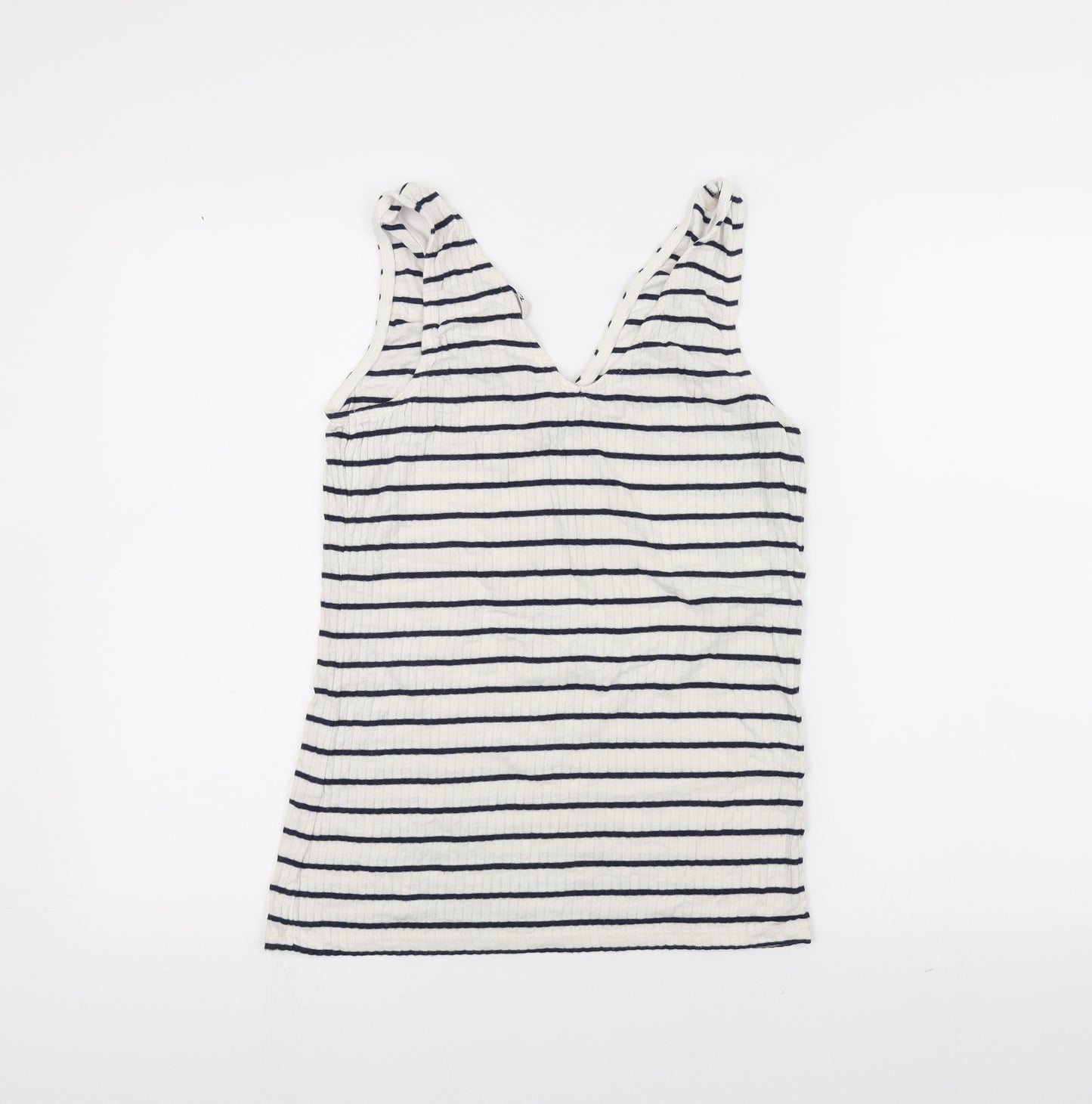 TU Womens White Striped  Basic Tank Size 12
