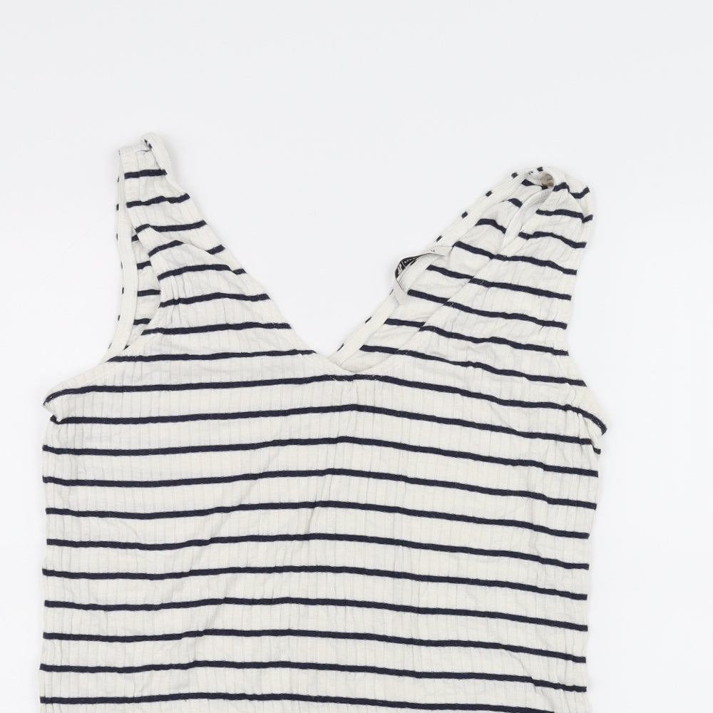 TU Womens White Striped  Basic Tank Size 12