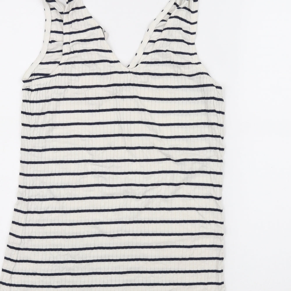TU Womens White Striped  Basic Tank Size 12