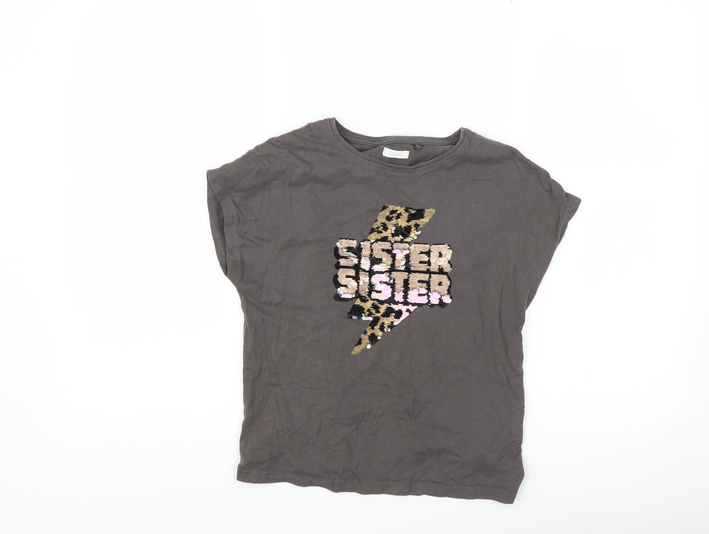 NEXT Girls Grey   Basic T-Shirt Size 7 Years  - sister sister