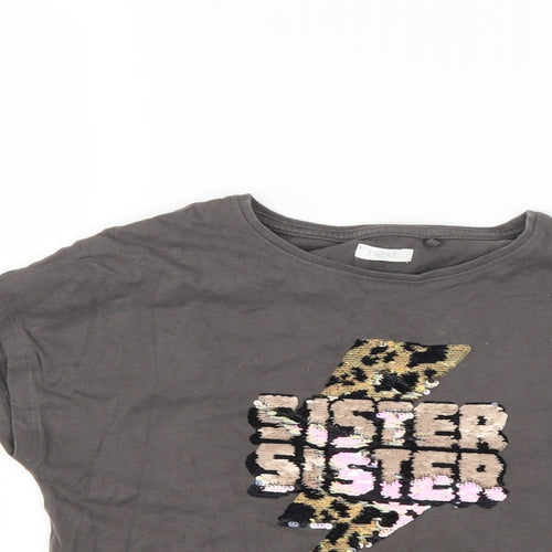 NEXT Girls Grey   Basic T-Shirt Size 7 Years  - sister sister