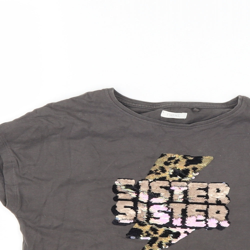 NEXT Girls Grey   Basic T-Shirt Size 7 Years  - sister sister