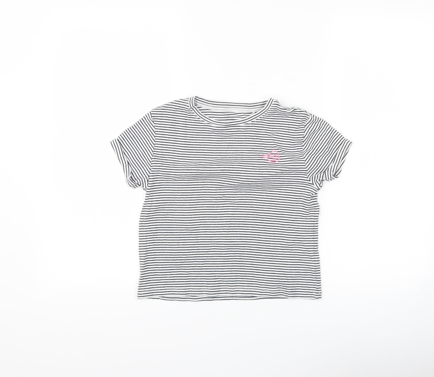 NEXT Girls Black Striped  Basic T-Shirt Size 6 Years
