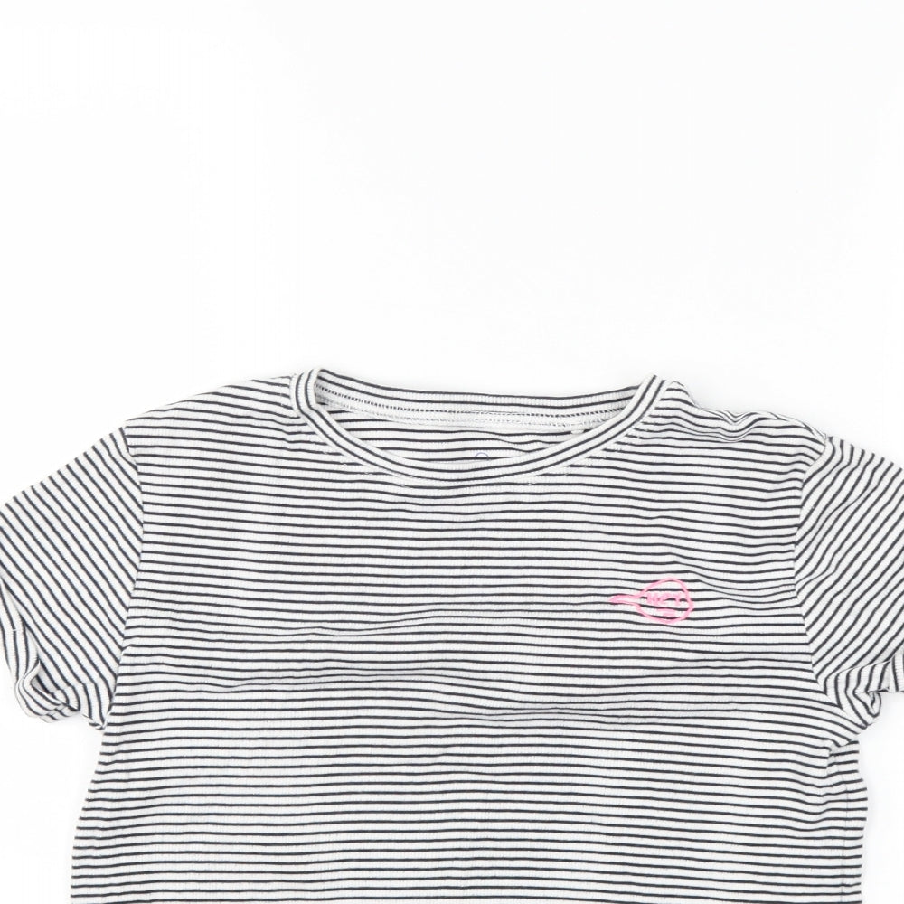 NEXT Girls Black Striped  Basic T-Shirt Size 6 Years
