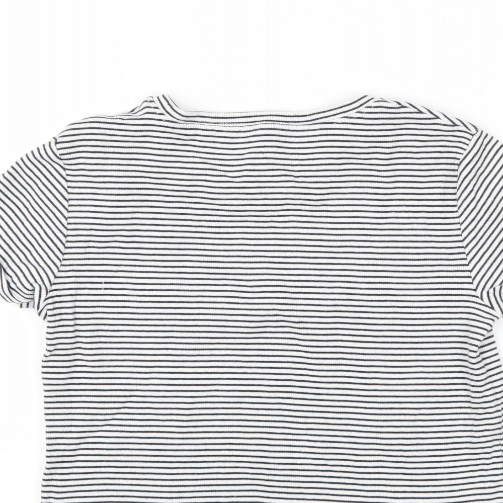 NEXT Girls Black Striped  Basic T-Shirt Size 6 Years