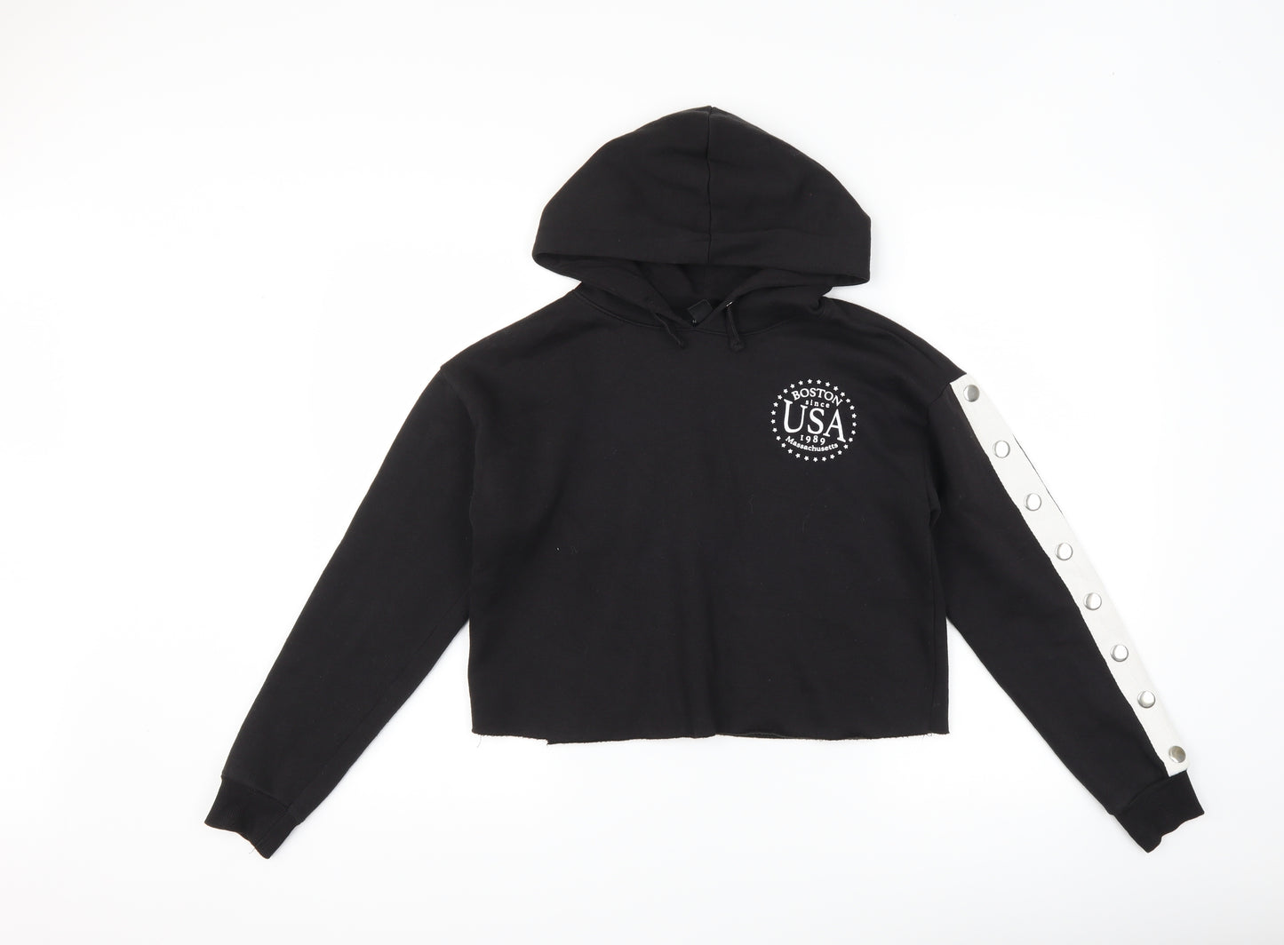 New Look Girls Black Striped  Pullover Hoodie Size 12-13 Years  - usa