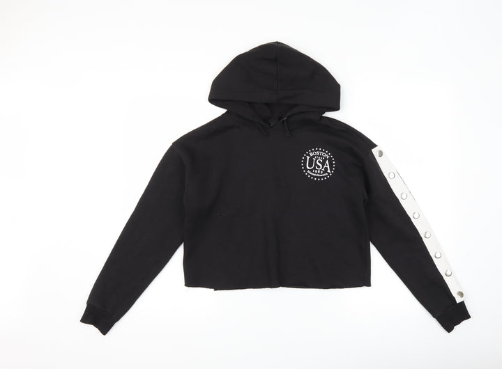 New Look Girls Black Striped  Pullover Hoodie Size 12-13 Years  - usa