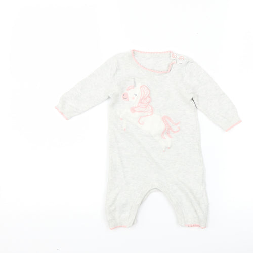 George Girls Grey   Babygrow One-Piece Size 0-3 Months  - Unicorns