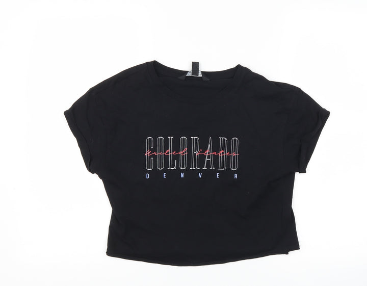 New Look Girls Black Cropped T-Shirt Size 12-13 Years - Colorado