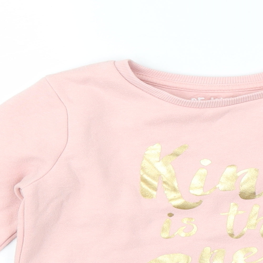 F&F Girls Pink   Pullover Sweatshirt Size 3-4 Years  - slogan