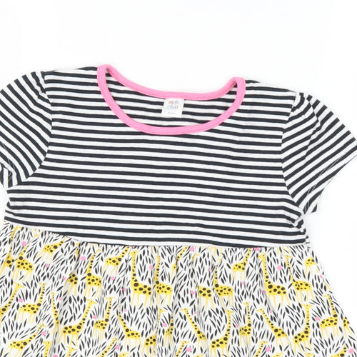 Boots Mini Club Girls Black Striped  T-Shirt Dress  Size 4-5 Years  - Giraffe Print