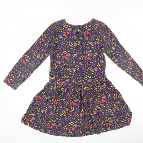 Preworn Girls Blue Floral  A-Line  Size 5-6 Years  - Woodland Animals