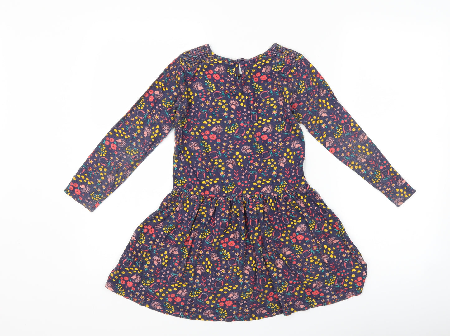 Preworn Girls Blue Floral  A-Line  Size 5-6 Years  - Woodland Animals