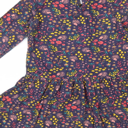 Preworn Girls Blue Floral  A-Line  Size 5-6 Years  - Woodland Animals