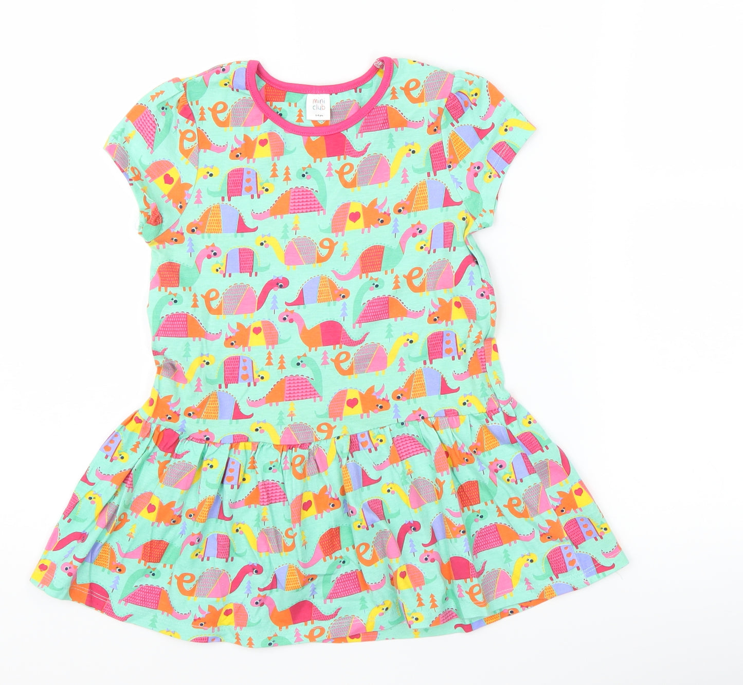 Boots Mini Club Girls Green   T-Shirt Dress  Size 5-6 Years  - Dinosaur