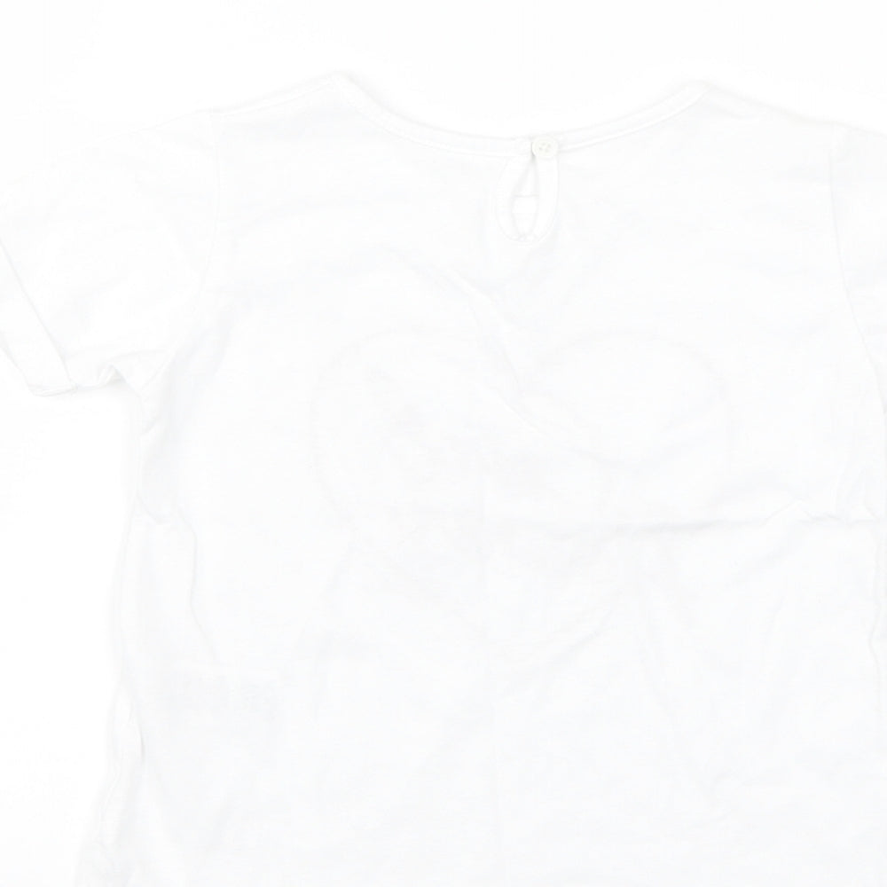 Matalan Girls White   Basic T-Shirt Size 2-3 Years  - girl power