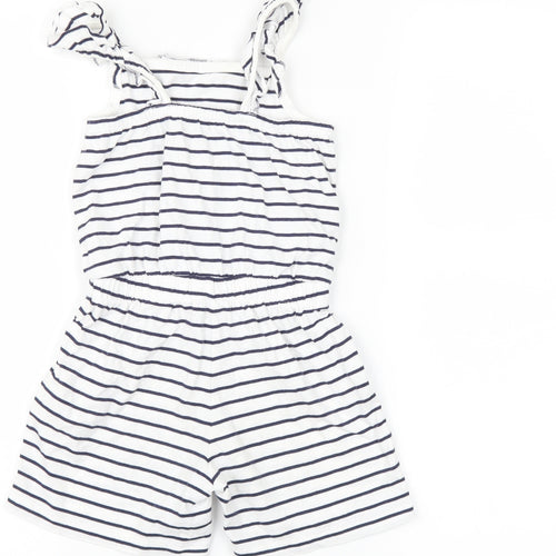 George Girls White Striped  Playsuit One-Piece Size 4-5 Years  - bunny