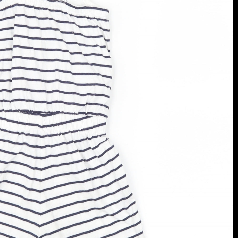 George Girls White Striped  Playsuit One-Piece Size 4-5 Years  - bunny