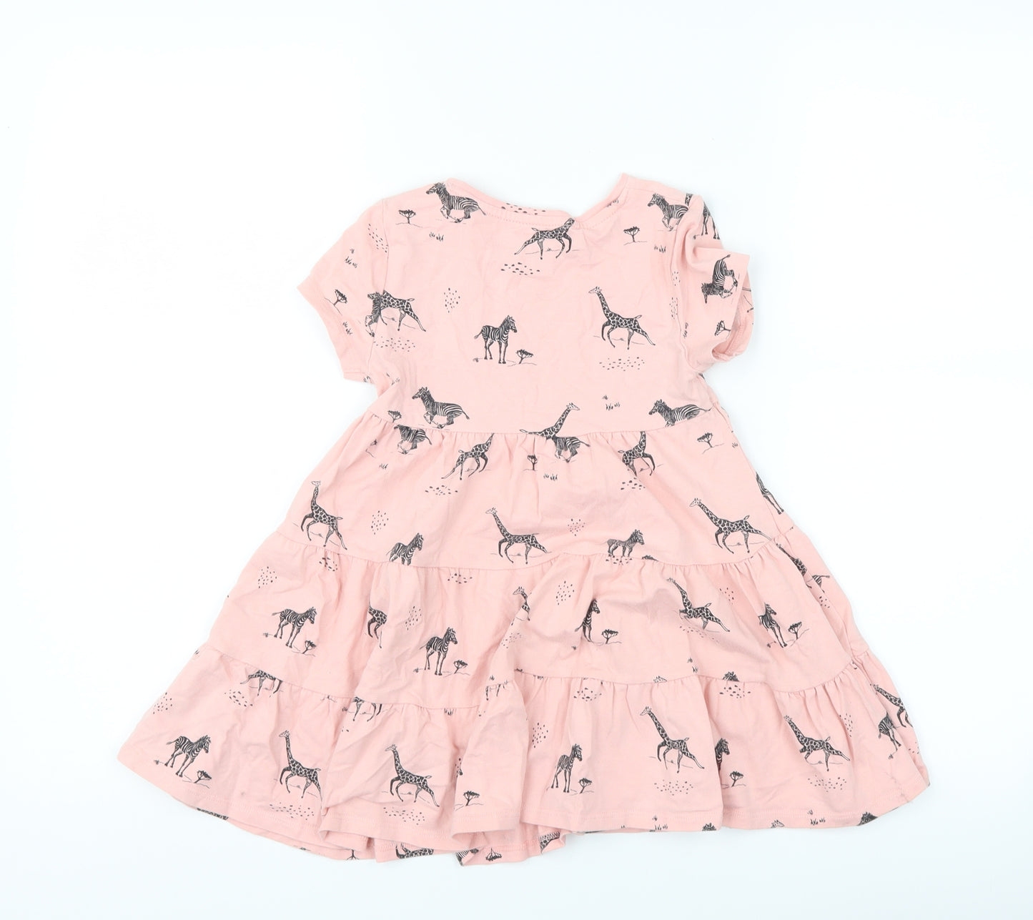 F&F Girls Pink   T-Shirt Dress  Size 4-5 Years  - wild animals