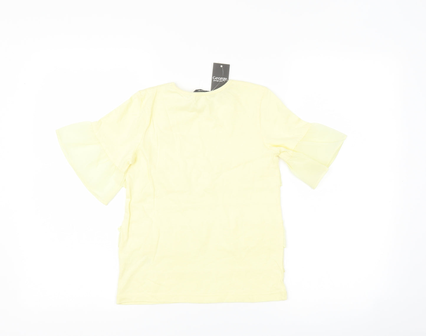 George Girls Yellow Striped  Basic T-Shirt Size 7-8 Years