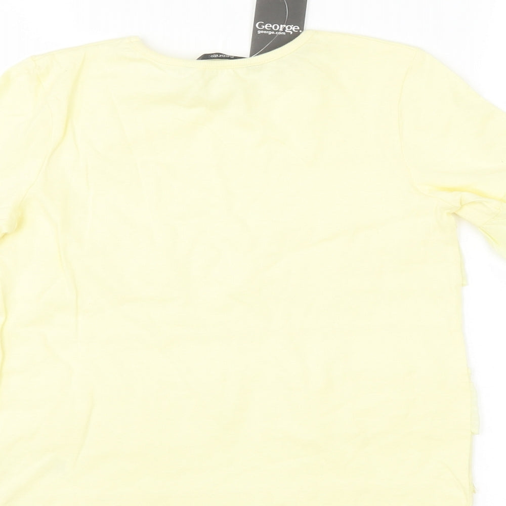 George Girls Yellow Striped  Basic T-Shirt Size 7-8 Years