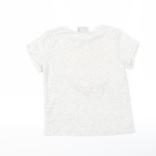 Matalan Girls Grey   Basic T-Shirt Size 5 Years  - flamingo