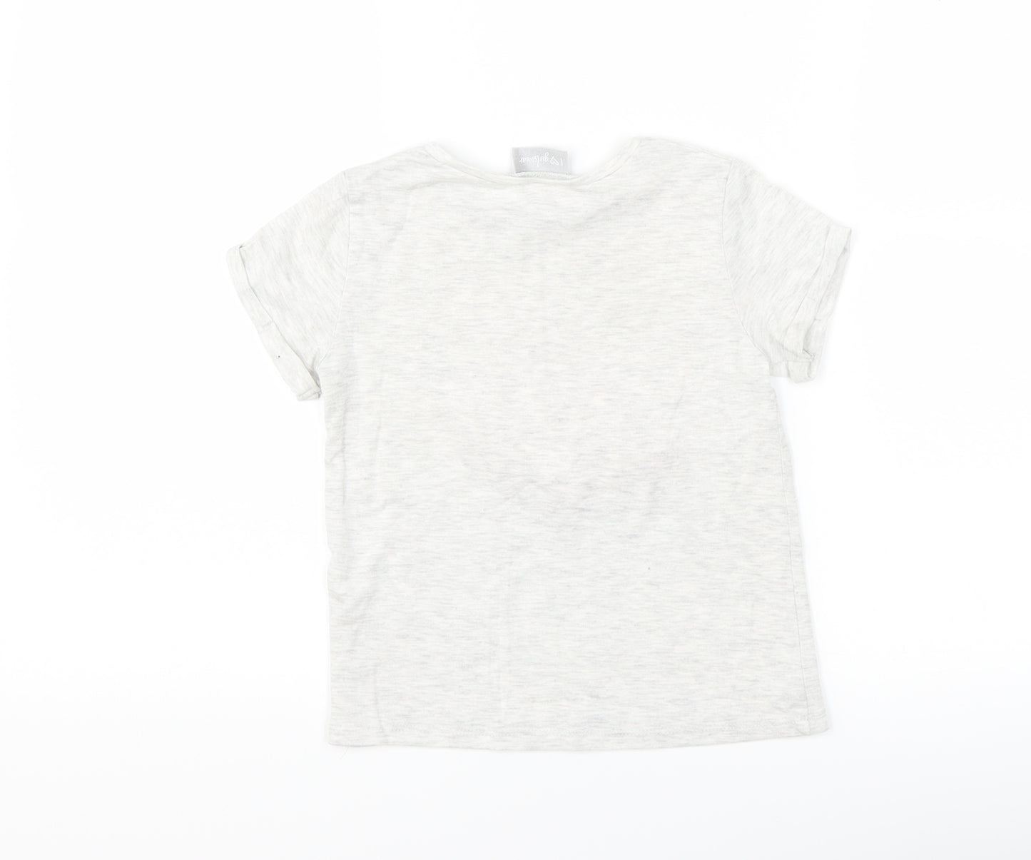 Matalan Girls Grey   Basic T-Shirt Size 5 Years  - flamingo