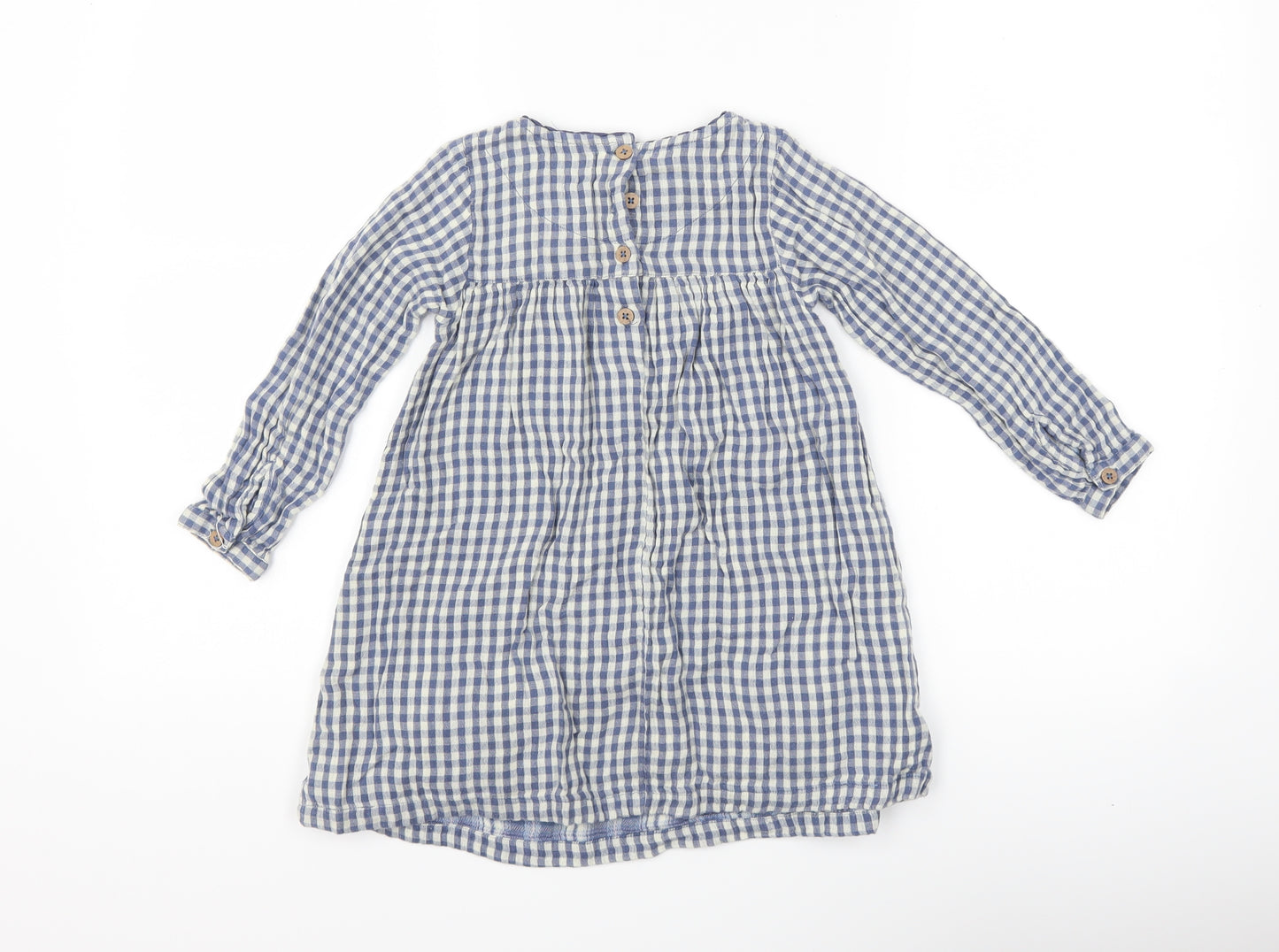 NEXT Girls Blue Check  A-Line  Size 3-4 Years  - Woodland Animals