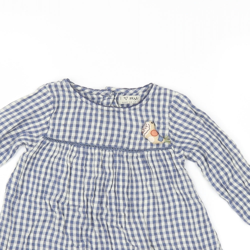 NEXT Girls Blue Check  A-Line  Size 3-4 Years  - Woodland Animals