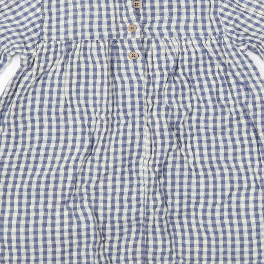 NEXT Girls Blue Check  A-Line  Size 3-4 Years  - Woodland Animals