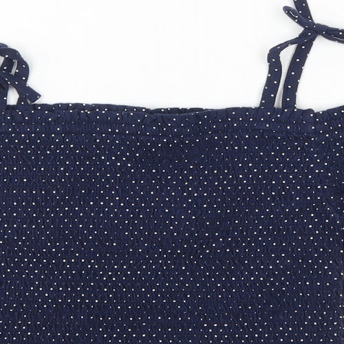 George Girls Blue Polka Dot  Cropped T-Shirt Size 6-7 Years  - Cut Out Shoulder
