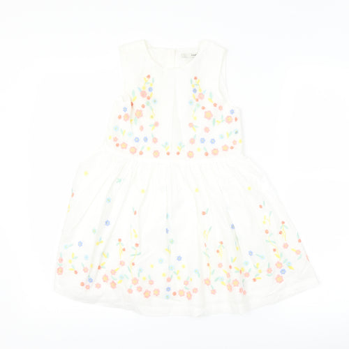 George Girls White Floral  A-Line  Size 5-6 Years