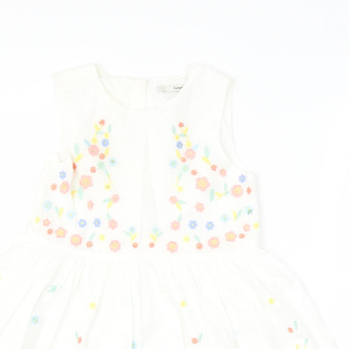 George Girls White Floral  A-Line  Size 5-6 Years