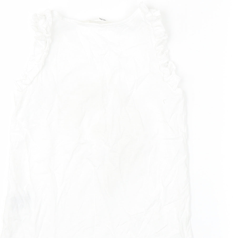 H&M Girls White   Basic T-Shirt Size 7-8 Years  - unicorn