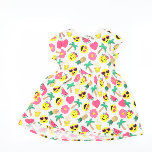 Matalan Girls White Floral  A-Line  Size 5 Years  - summer emoji