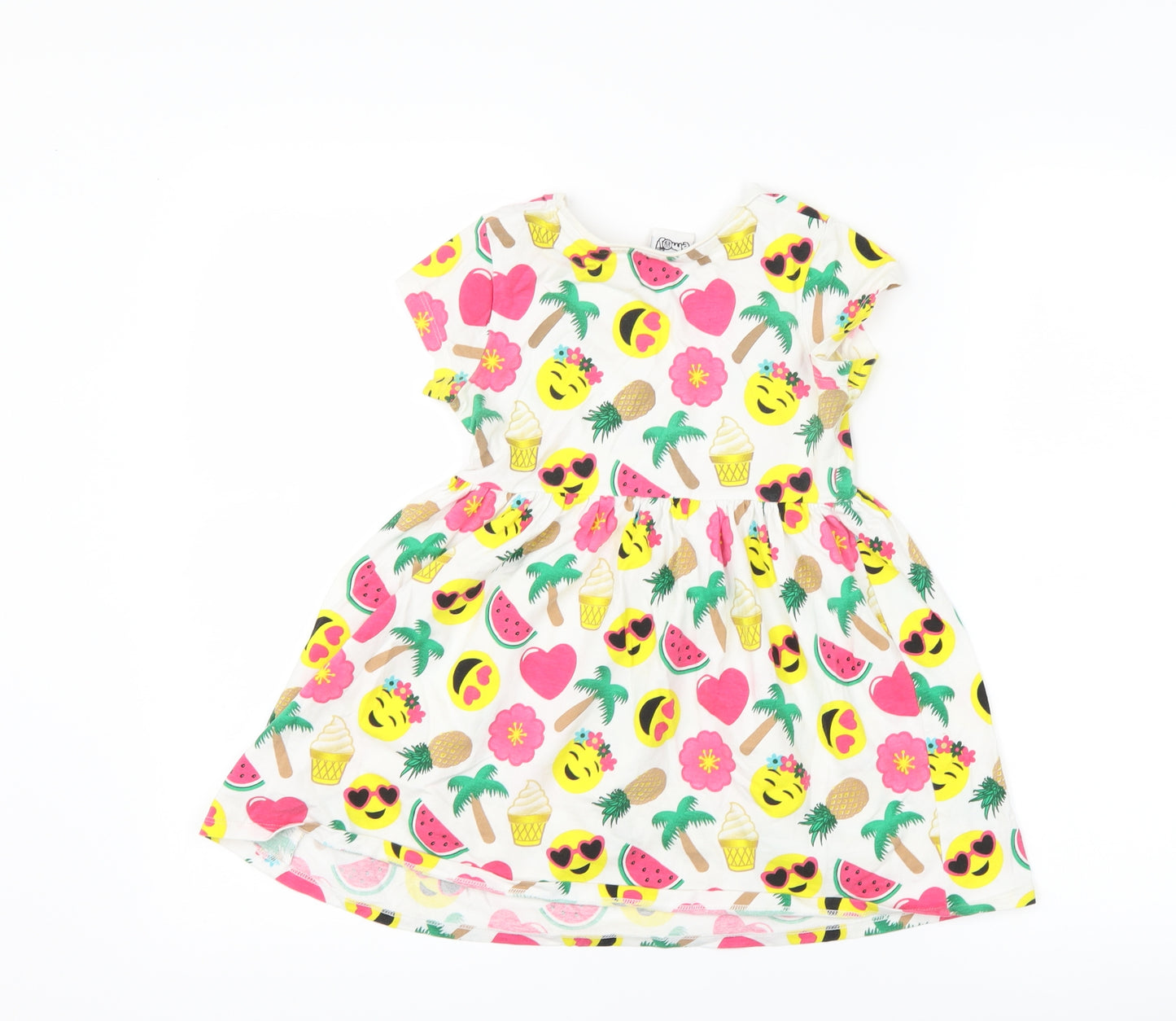 Matalan Girls White Floral  A-Line  Size 5 Years  - summer emoji