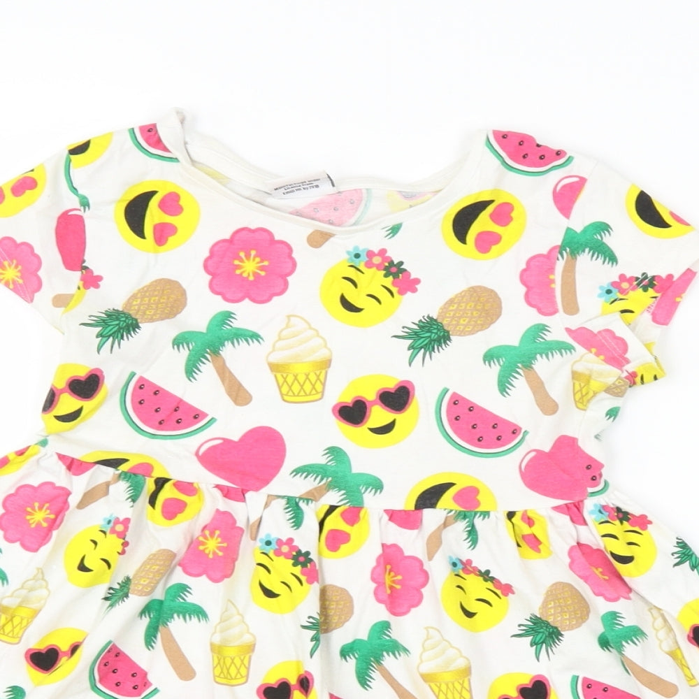 Matalan Girls White Floral  A-Line  Size 5 Years  - summer emoji