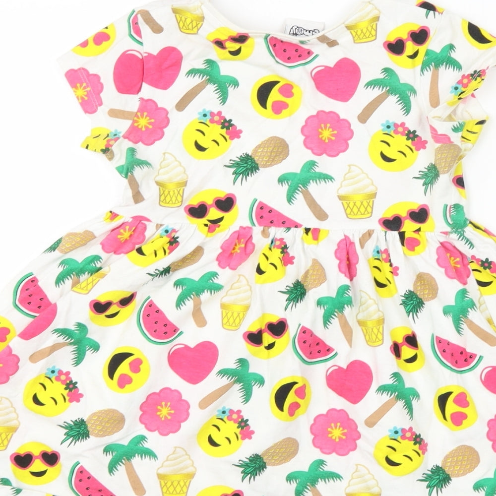 Matalan Girls White Floral  A-Line  Size 5 Years  - summer emoji