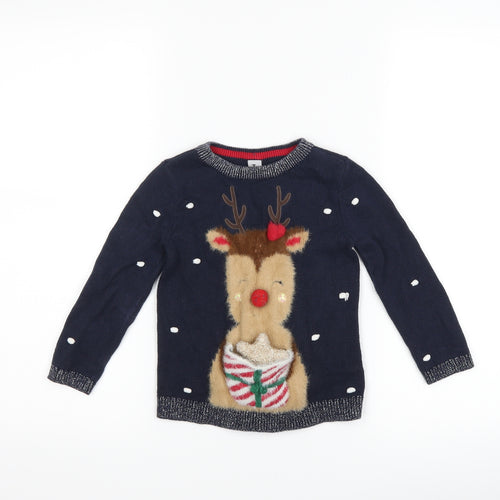 TU Baby Blue Polka Dot  Pullover Jumper Size 18-24 Months  - christmas reindeer
