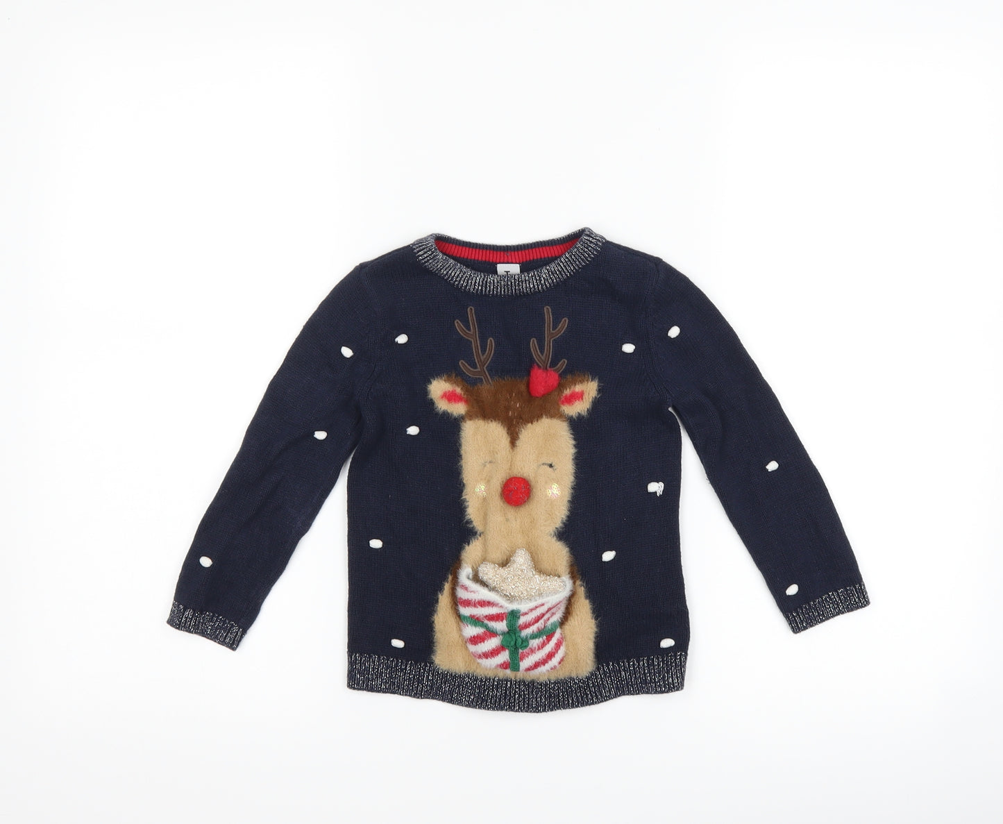 TU Baby Blue Polka Dot  Pullover Jumper Size 18-24 Months  - christmas reindeer