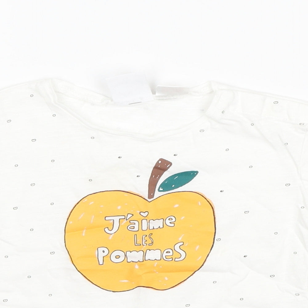 Zara Girls White Polka Dot  Basic T-Shirt Size 18-24 Months  - apple
