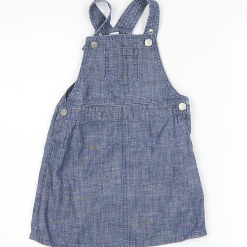 Blue Zoo Girls Blue  Denim Pinafore/Dungaree Dress  Size 18-24 Months