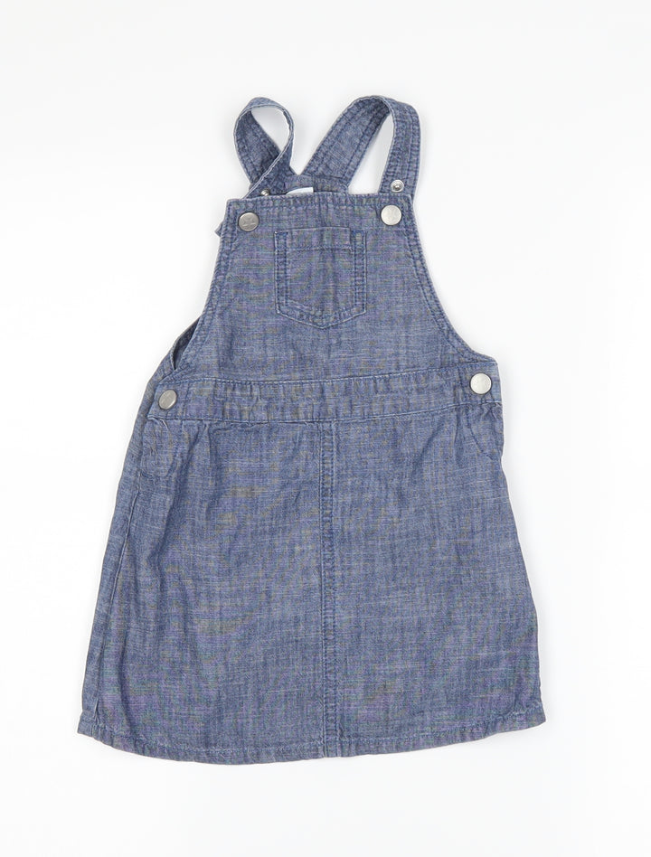 Blue Zoo Girls Blue Denim Pinafore/Dungaree Dress Size 18-24 Months