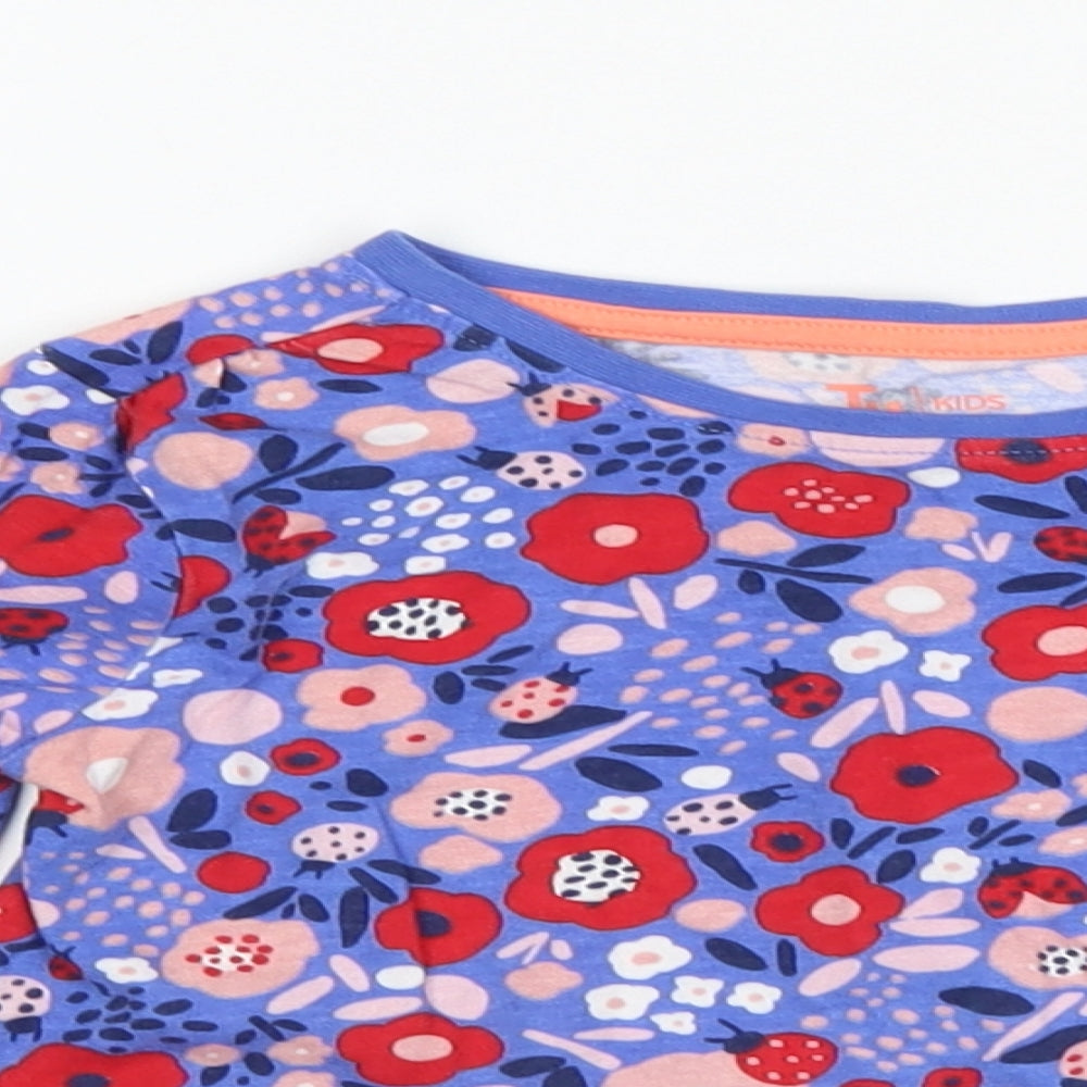 TU Girls Blue Floral  Basic T-Shirt Size 3-4 Years