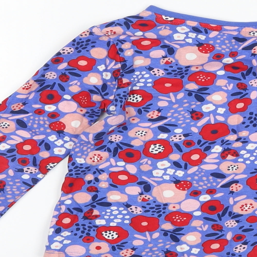 TU Girls Blue Floral  Basic T-Shirt Size 3-4 Years