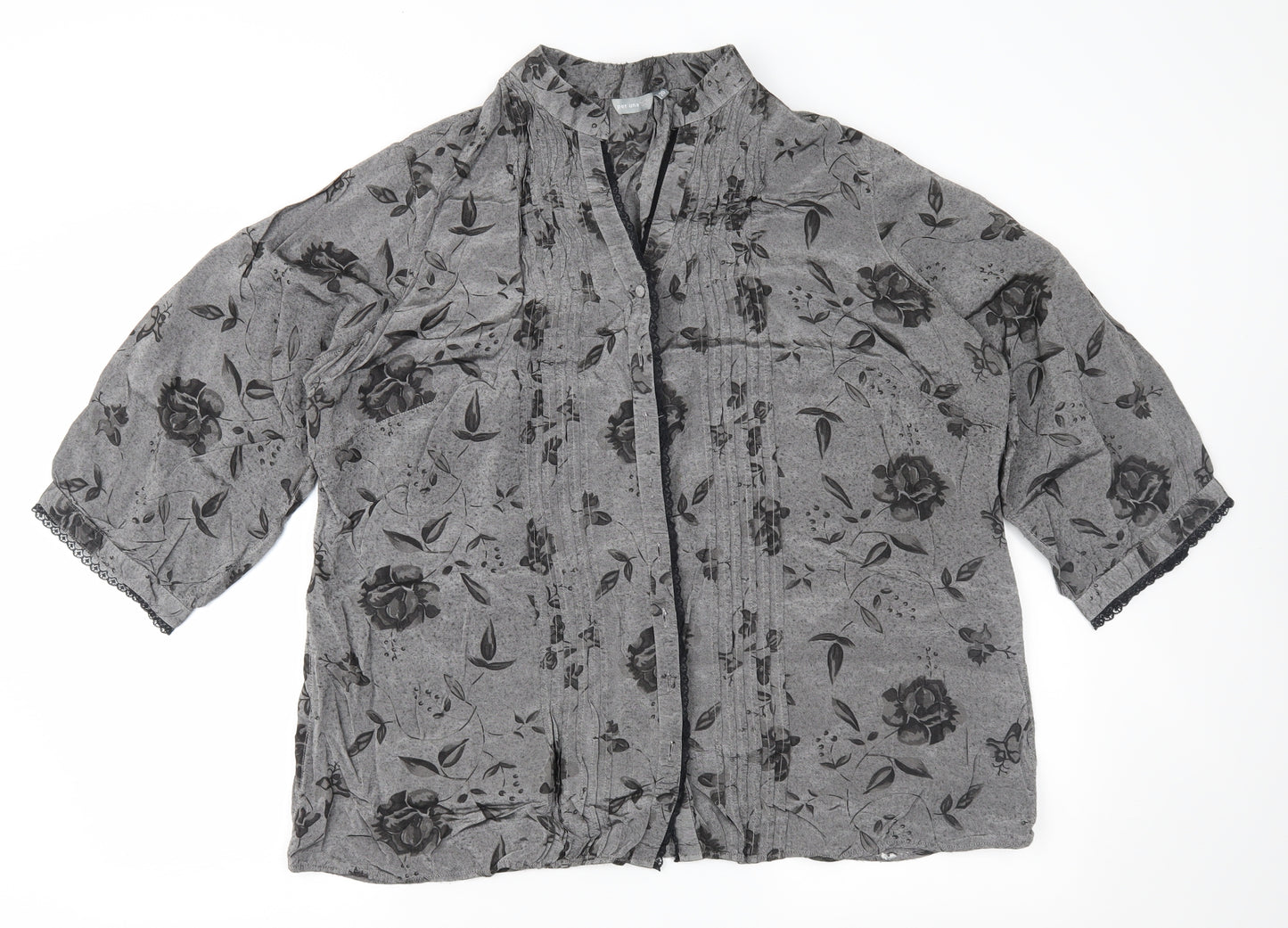 Per Una Womens Grey Floral  Basic Blouse Size 20