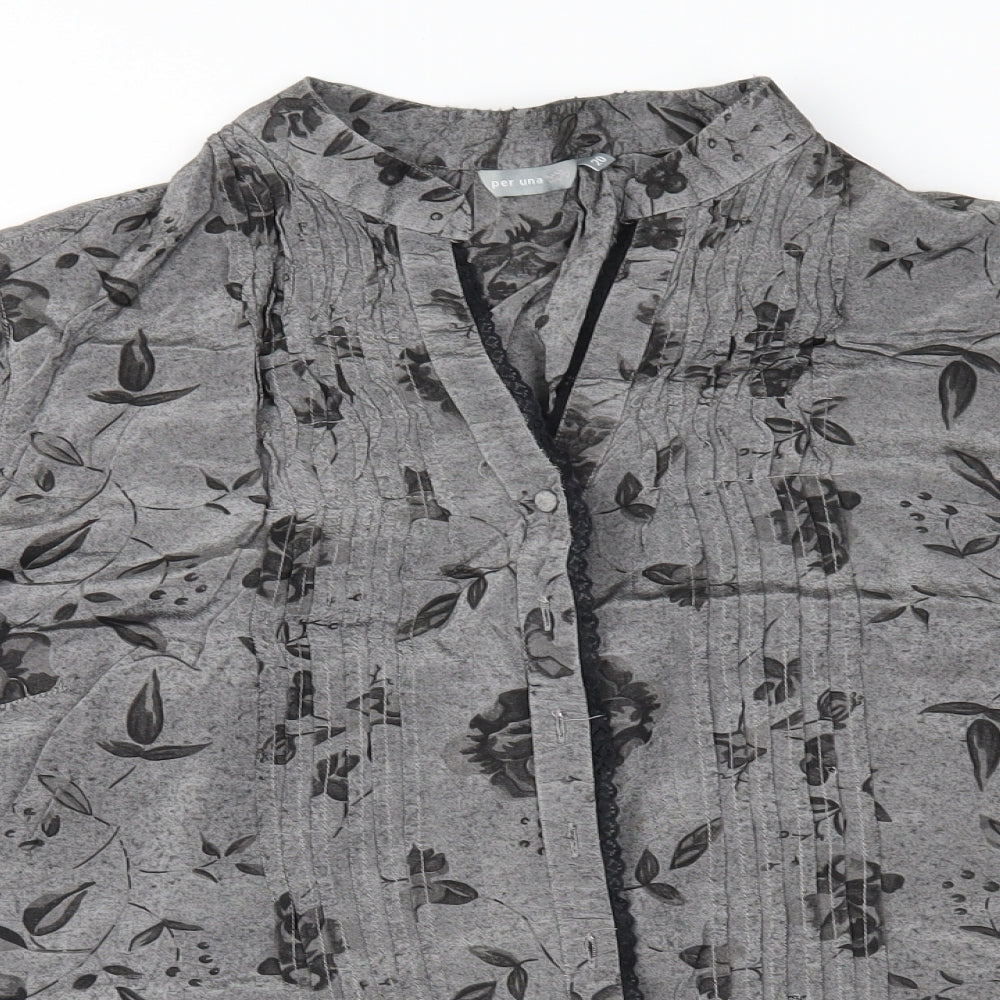 Per Una Womens Grey Floral  Basic Blouse Size 20