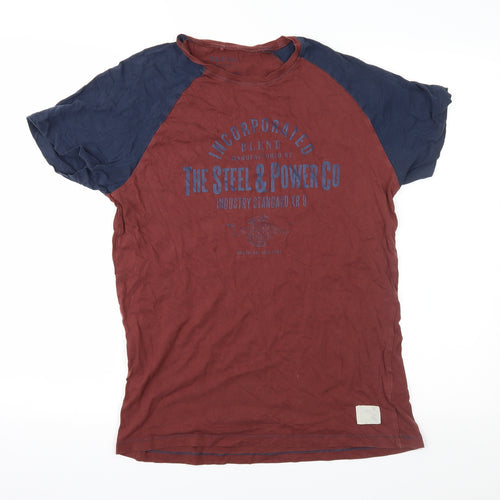 Blend Mens Brown Colourblock   T-Shirt Size M